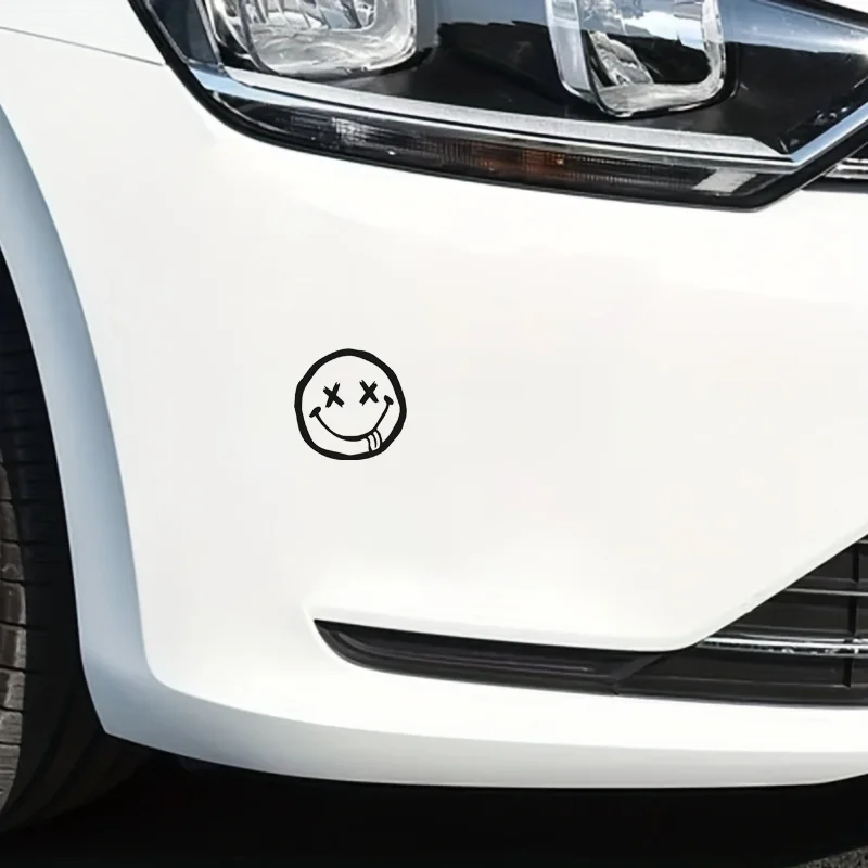 

1PC Goofy X-Eyes Tongue-Out Face Vinyl Sticker (Black&White) - DIY Decal for Car Laptop Accessories