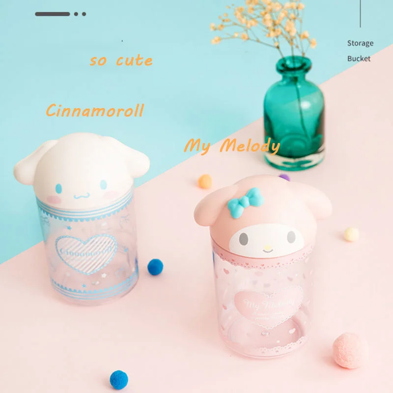 Cinnamoroll Anime Kawaii Sanrio Hair Accessories Desktop Storage Bucket Cute My Melody Cartoon Clutter Organizing Girls Toys