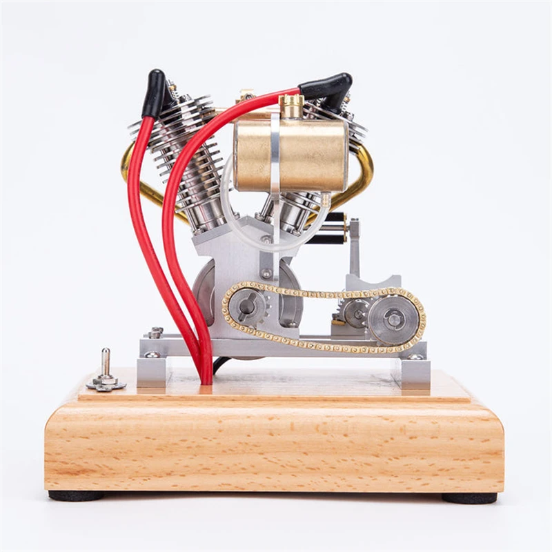 Mini Retro Motorcycle H08 Hoglet V2 Engine Model 4.2CC OHV V-Twin Four-stroke Gasoline Engine Manual Start Metal Model