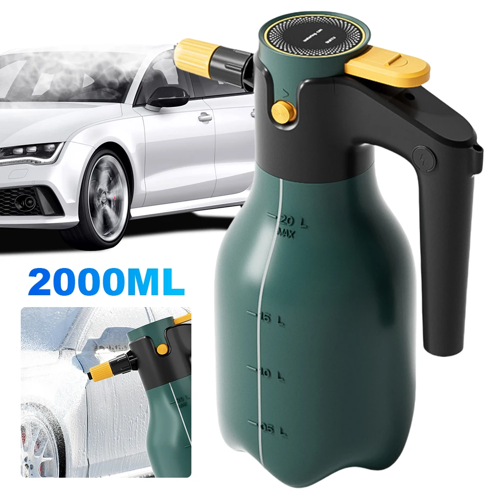 2L Car Wash Foam Sprayer Adjustable Handheld Electric Foam Sprayer Large Capacity Foaming Pump Sprayer for Car Window Cleaning