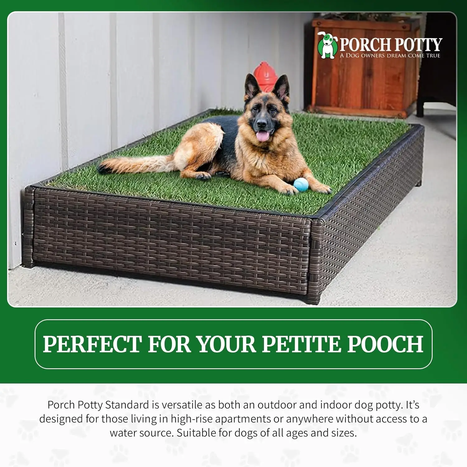 Porch Potty Artificial Grass Potty Pads Without Sprinklers - Standard Size 26x50x7 Reusable Potty Training Pad -Washable Pee Pad