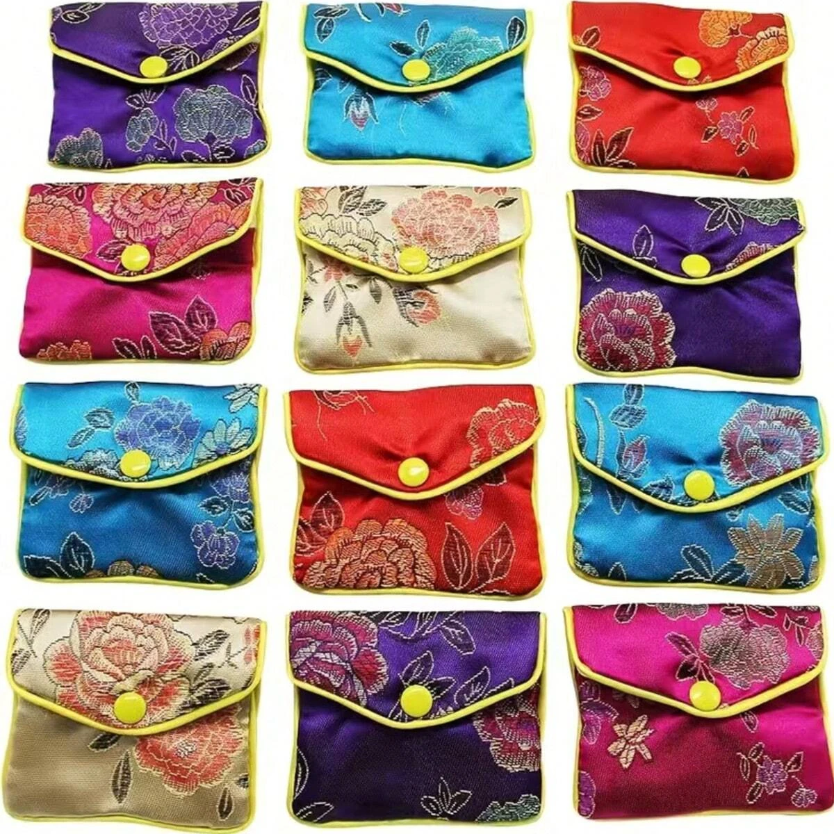 6pcs/12pcs Jewelry Silk Purse Pouch, Jewellery Gift Bags, Multiple Colors (Random Color)