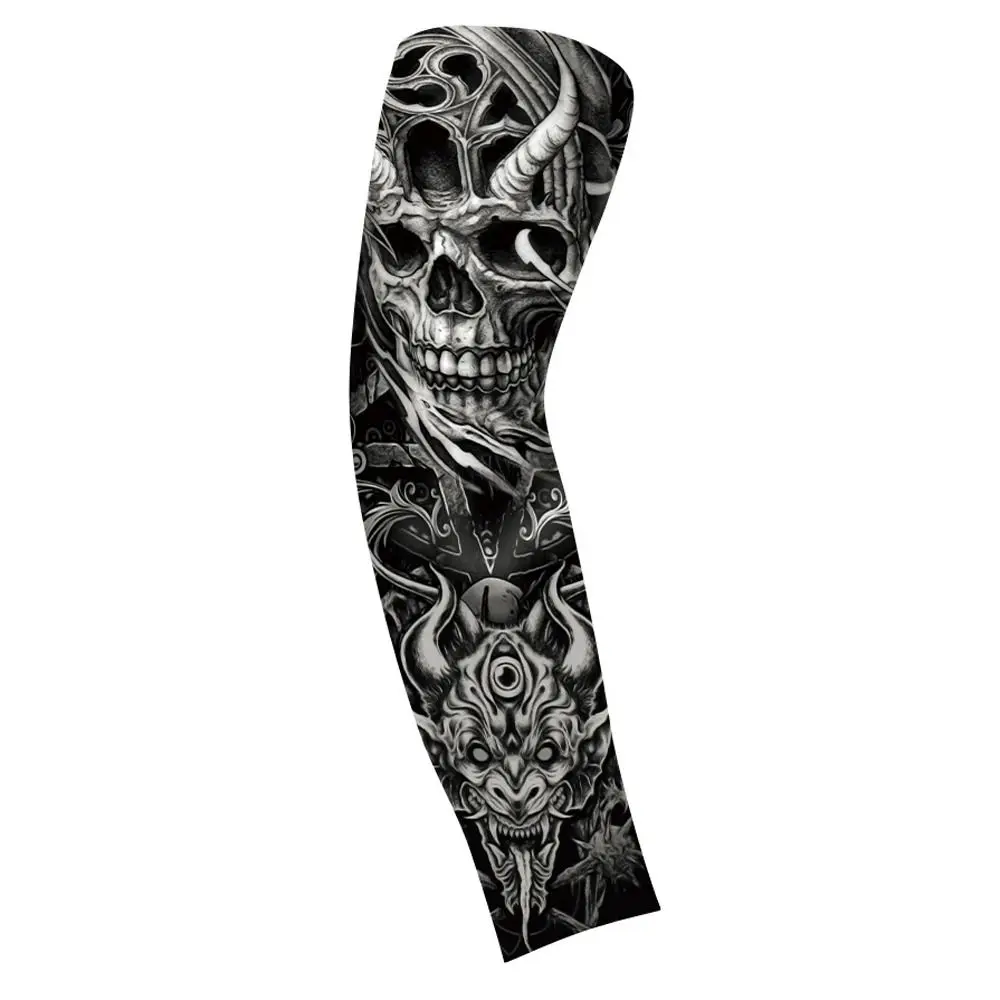 Flower Arm Pattern Flower Arm Tattoo Sleeve Elastic Breathable Men Sunscreen Sleeve Seamless Thin Sun Protection Cover Driving