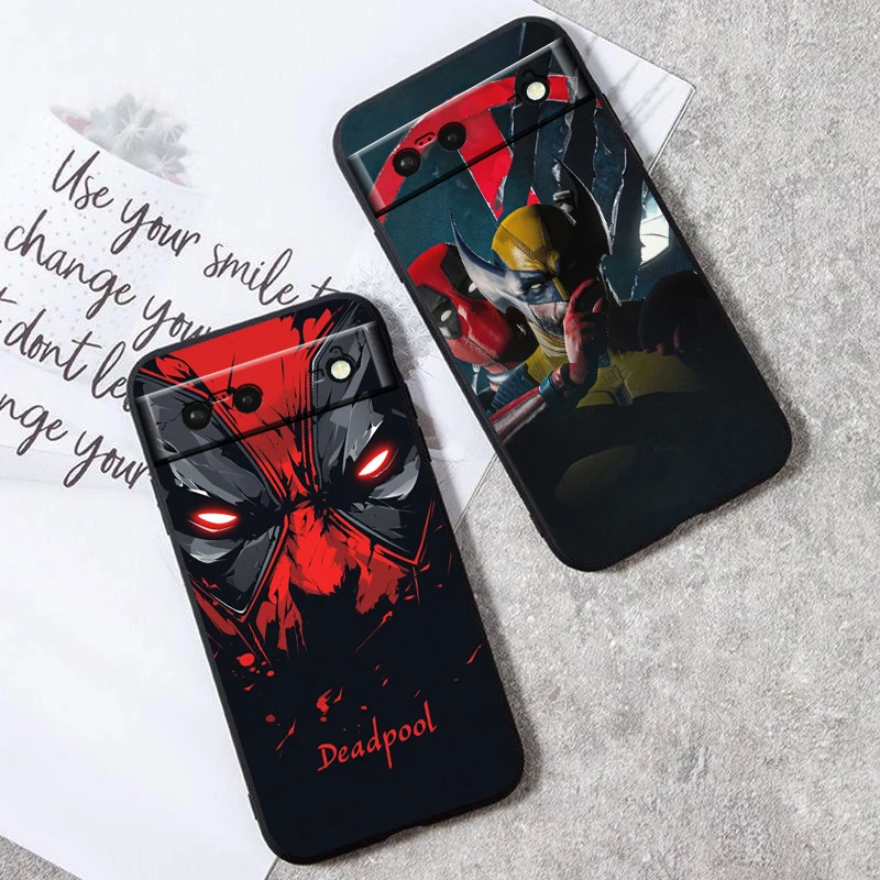 Marvel Deadpool Wolverine For Google Pixel 9 8 7A 7 6A 6 5A 5 4 4A XL 5G Black Silicon Shockproof Shell Back Phone Case