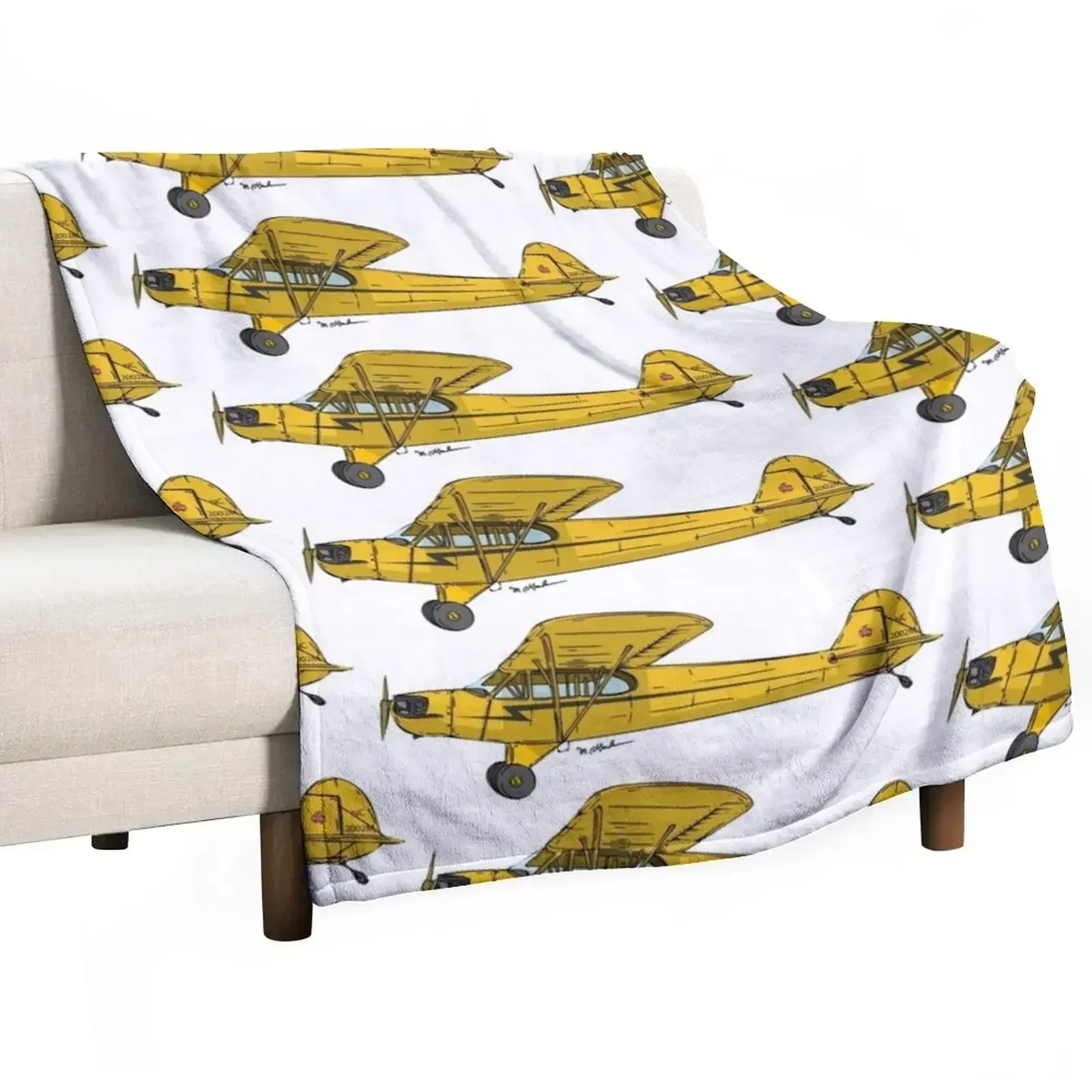 Piper Cub NC2002M Throw Blanket Baby Personalized Gift Bed linens Flannel Blankets