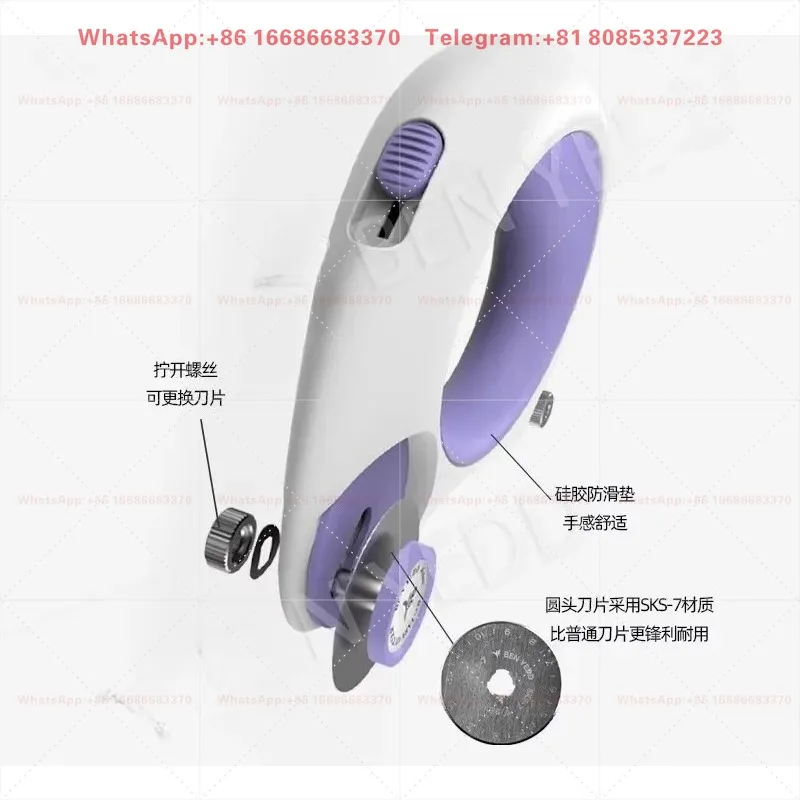 Professional Fabric Cutting Tool - Double-Ended Rotary Cutter with Replaceable Blades for DIY Crafts & Garment Making