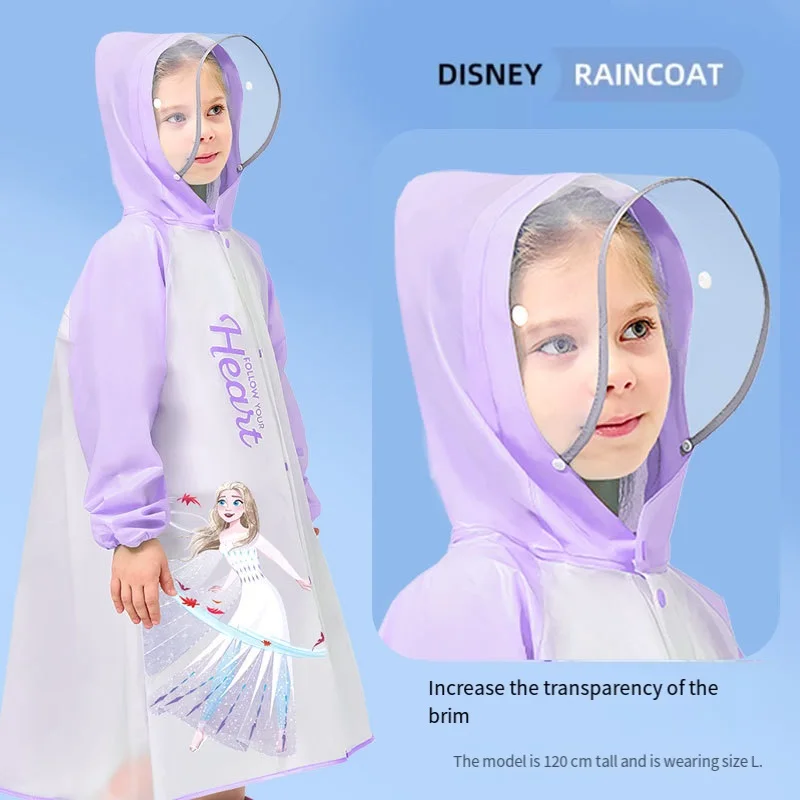 

Elsa Kids Raincoat Cute Cartoon Girl Disney Rainy Day Go School Poncho Tasteless Waterproof Durable Comfortable Outdoor Hiking