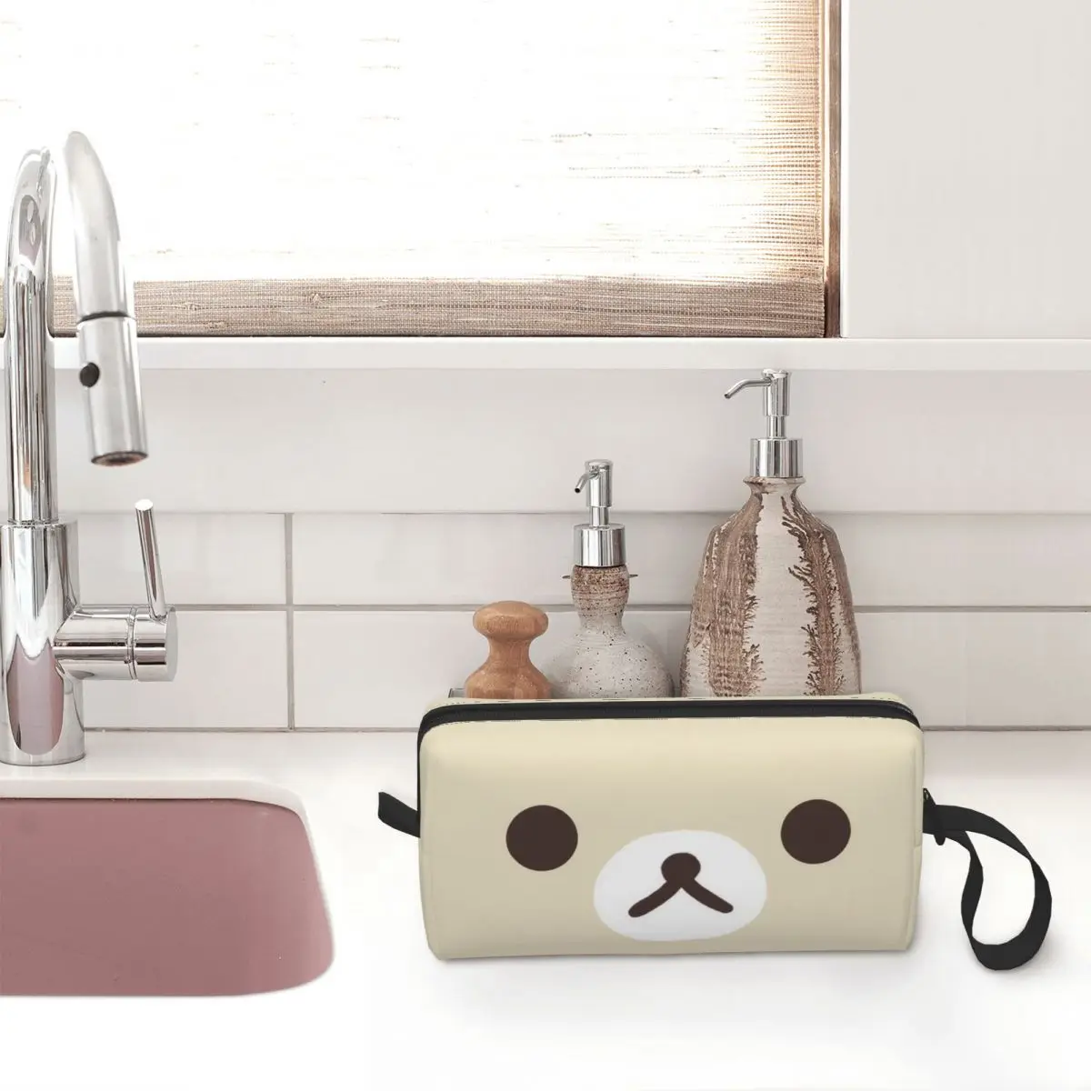 Korilakkuma Face Large Makeup Bag custodia impermeabile borse per cosmetici da viaggio rilakuma Organizer per Unisex