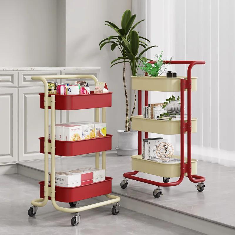 Multifunctional Handcart Storage Rack, Floor To Floor, Multi-layer Storage Rack, Wheeled Small Cart, Toy and Snack Storage