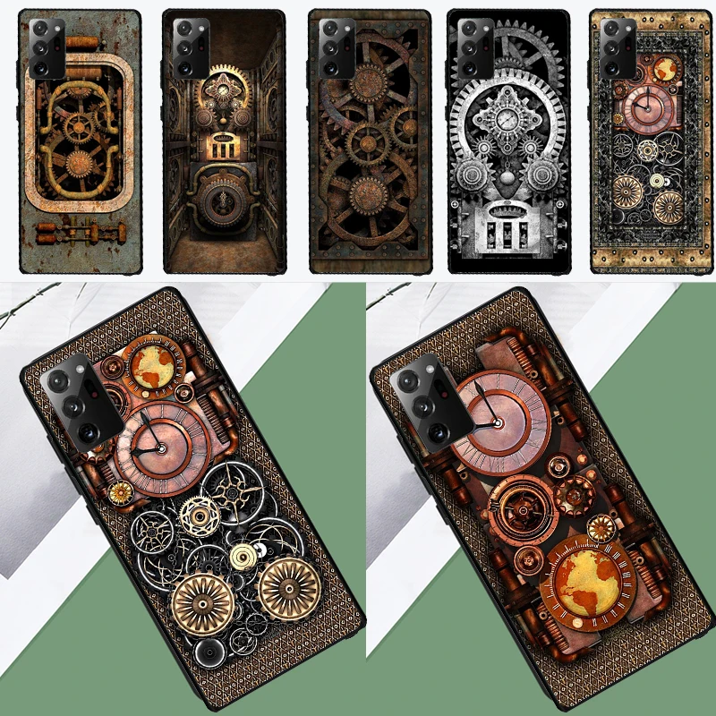 Steampunk Gears Vintage Time Machine Case For Samsung Galaxy S22 S23 S21 Plus Note 10 20 Ultra S8 S9 S10 Plus S20 FE Back Cover