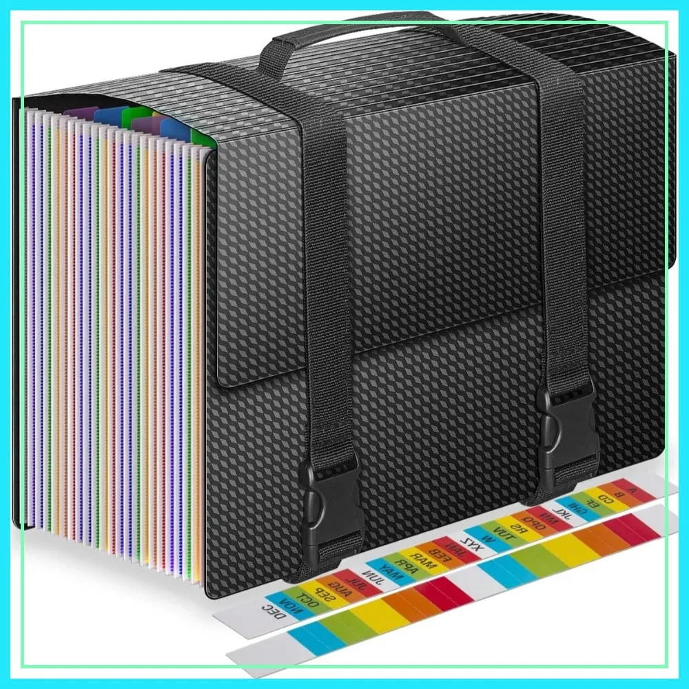 

Expanding File Folders, Accordion File Organizer with Handle, 25 Pockets Portable Filing Box for A4/Letter Size Documents