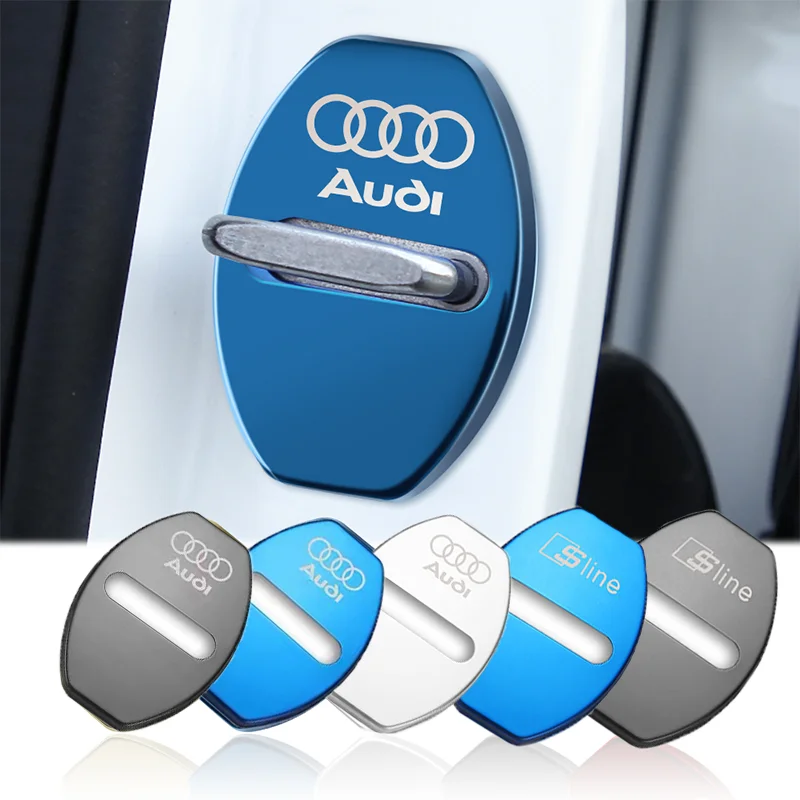 4pcs Car Door Lock Cover Badge Sticker for Audi A3 A4 B8 8P B9 8V B6 A5 B7 A1 A6 C6 Q3 Q5 C7 I8 kuga Auto Decoration Accessories