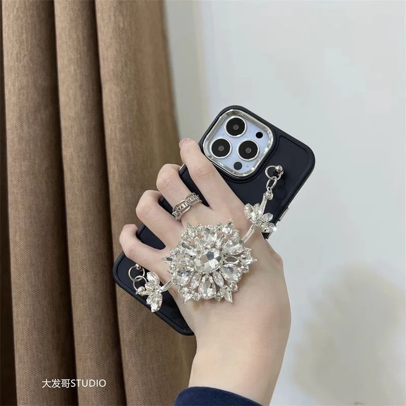 Funda de teléfono móvil con pulsera de diamantes de imitación de lujo, adecuada para iPhone