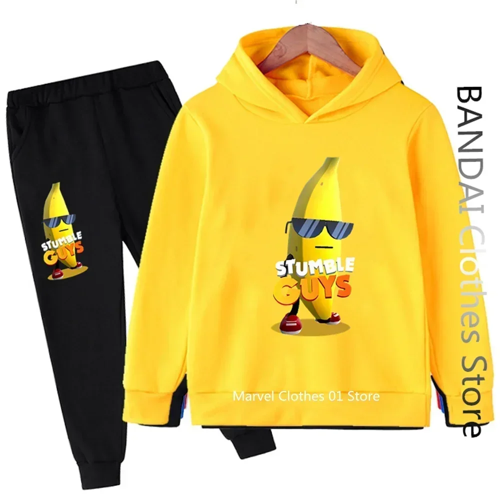 2024 New Stumble Guys Hoodie Set Kids 2 Pieces Clothes 3-12 Years Toddler Game Print Casual Children Sweatshirts Coat