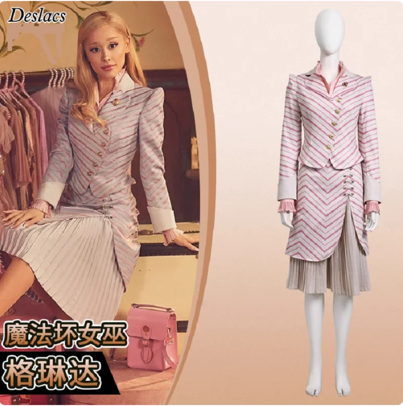 Hot selling cosplay costume, Glinda striped set, movie style cosplay costume customization