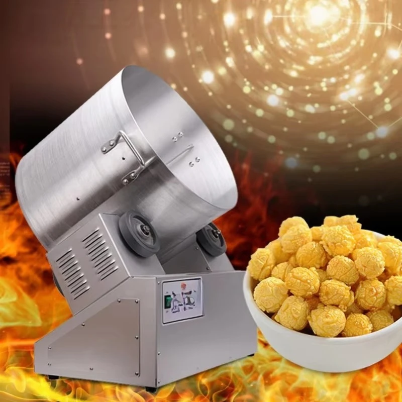 Electric popcorn syrup machine and sugar baster with popcorn mixer