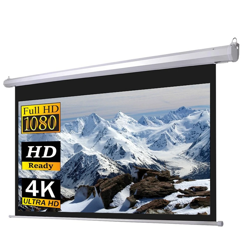 100 inches 120 inches 150 inches electric projection screen wholesale price electric projection screen with remote