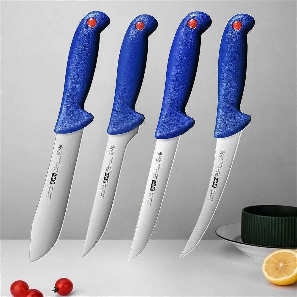 Image of Knochenfreies Messerset: Ausbeinmesser, Steakmesser, Schlachtmesser, ultrascharfes Edelstahlmesser, kleine gebogene Schere, Metzgermesser