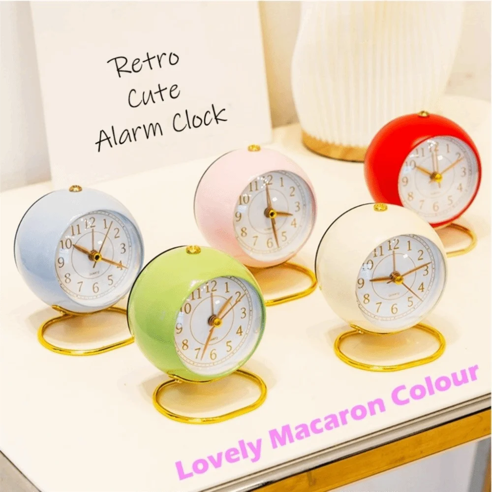 Reloj Despertador Luminoso Retro con Marco Metálico Colorido, Reloj Despertador para Estudiantes, Silencioso, Estilo Nórdico, Reloj de Mesa para Sala de Estar