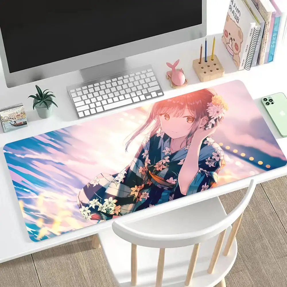 

Kimono Girl Mouse Pad Cute HD Mousepad Pad Extended Gaming Keyboard LargeMousepad 90x40cm XXL Gamer Mousepad