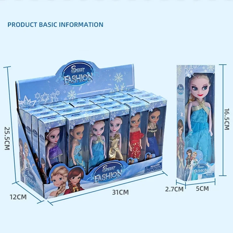 cartoon 16cm  Disney Frozen Princess Doll Snow Queen Elsa Figure Doll Toy Princess Anna Character Model Toys for Girl Random 1Pc