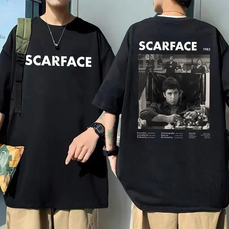 

90s Vintage Movie Scarface Tony Montana Al Pacino Graphic Print Tshirt Men Women Fashion Classic T-shirts Men Oversized T Shirts