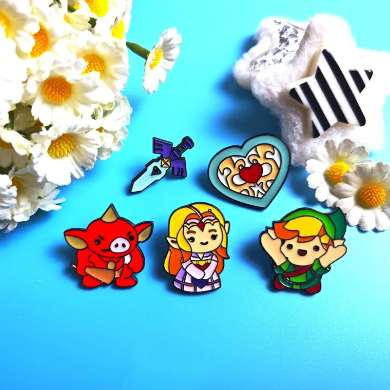 

New 5pcs Cute Anime Figures Enamel Pins Set Cool Funny Cartoon Brooch Lapel Badge on Backpack Clothing Accessories birthday Gift