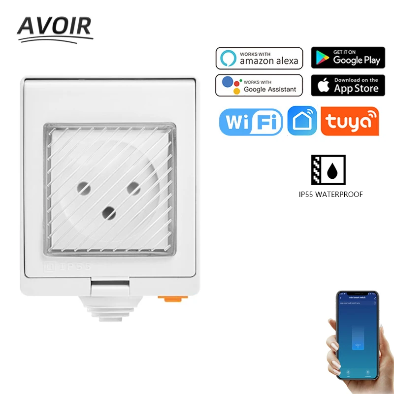 

Avoir Tuya Smart Wifi Plug Socket with Timer Israel Standard IP55 Waterproof Power Outlet Outdoor Remote Control Home Appliance