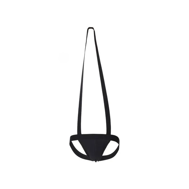 Men's Sexy Suspender Thong High Elastic Cotton U-Convex Pouch Sweat-Absorbent Backless Design Youth Nightclub Roleplay Underwear