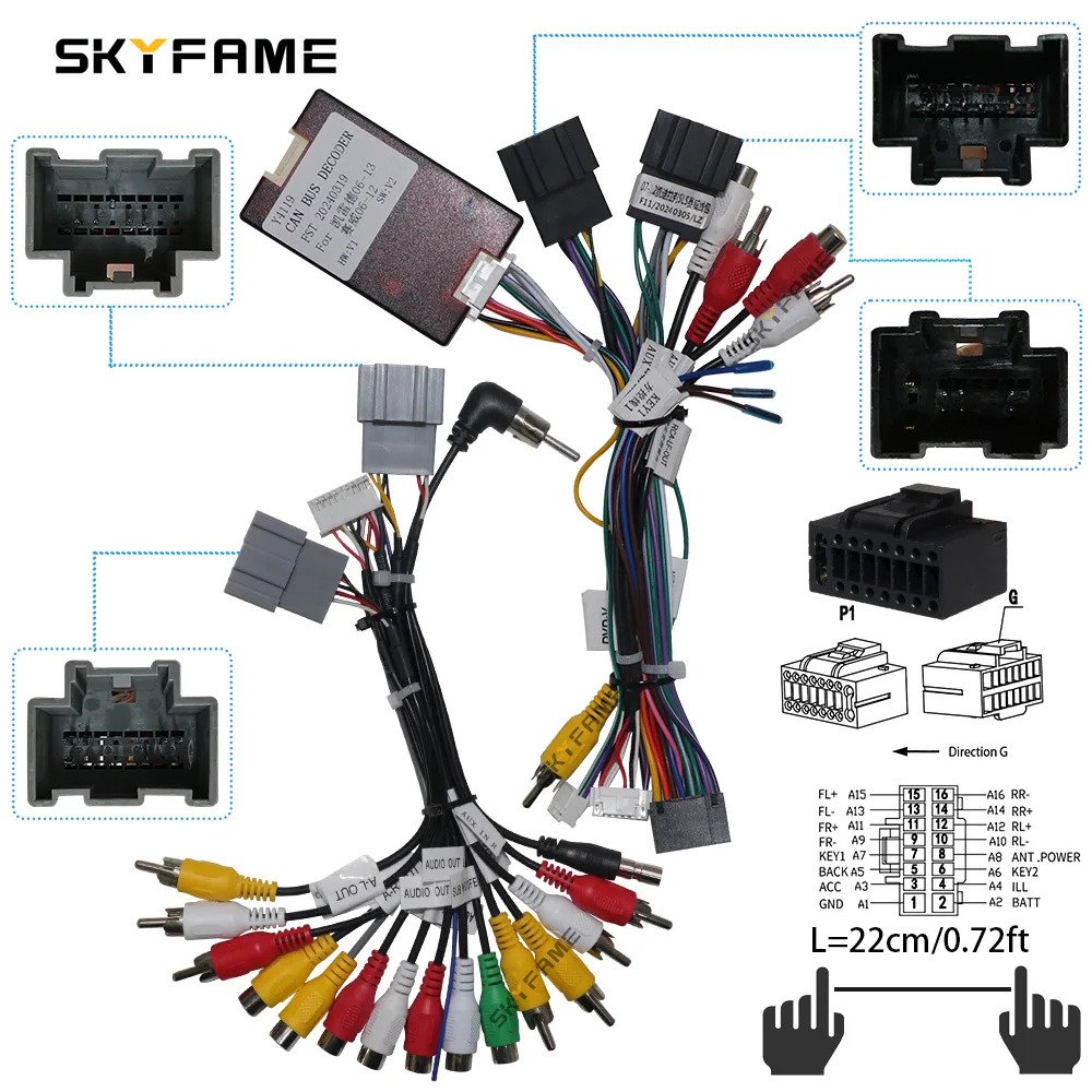محول صندوق SKYFAME-Canbus للسيارة ، تسخير الأسلاك ، فك التشفير ، كابل طاقة أندرويد ، كاديلاك إسكاليد SLS ، إسكاليد ، 16Pin