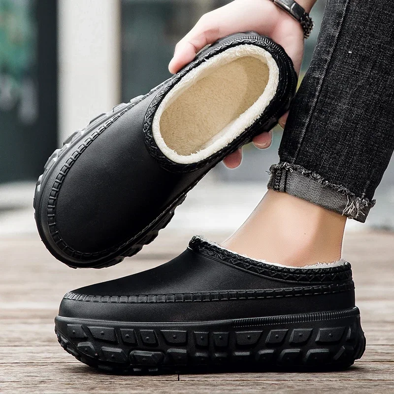 

Women Men Slippers EVA Waterproof Winter Warm Comfort Fuzzy Plush Lining Slip on Home House Platform Clogs Shoes Indoor Outdoor