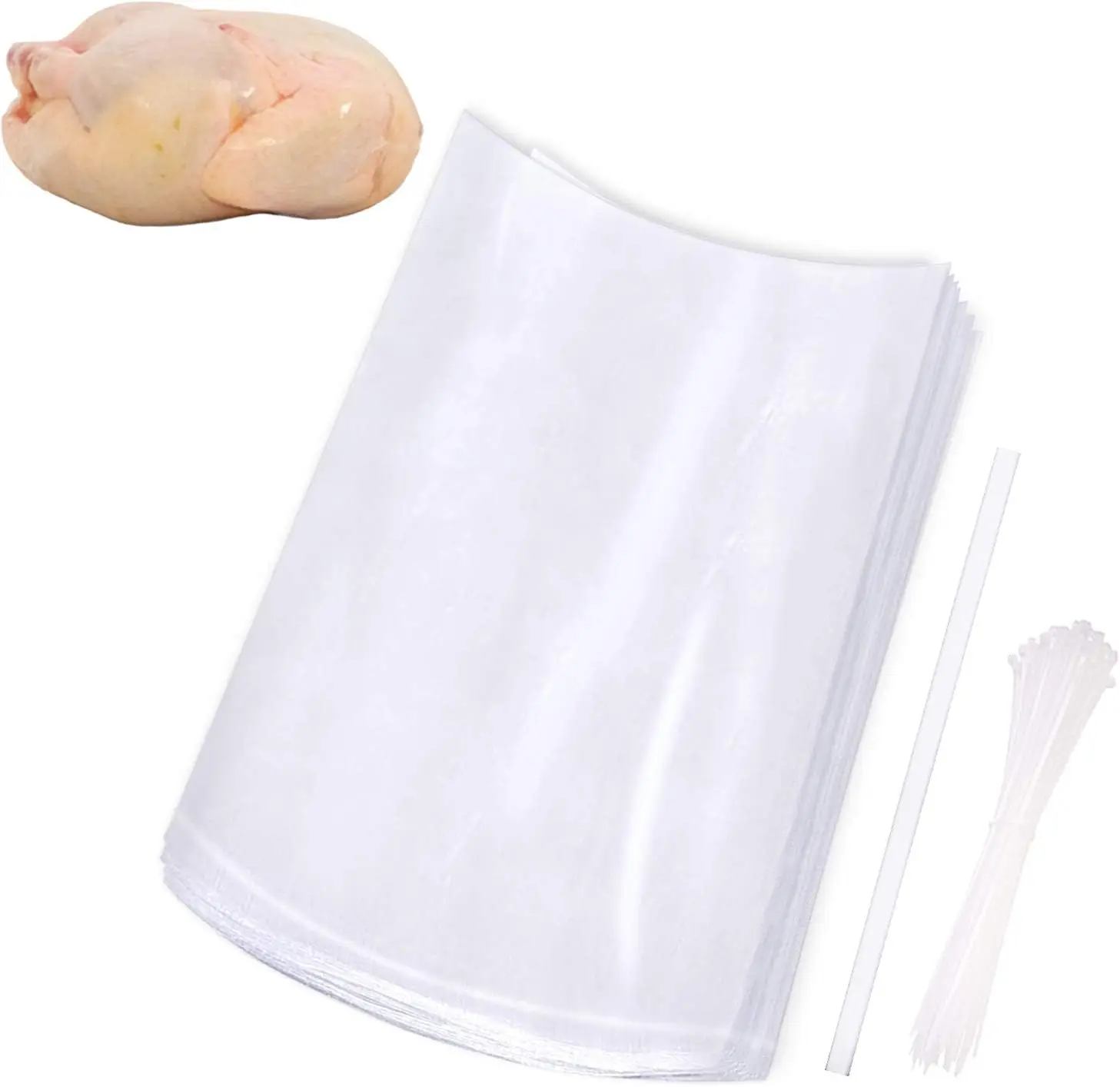 

Large Turkey Shrink Bags,30Pcs 16x30 Inches Clear Poultry Heat Shrink Bags Freezer with Zip Ties, Silicone Straw for Turkey,Chic