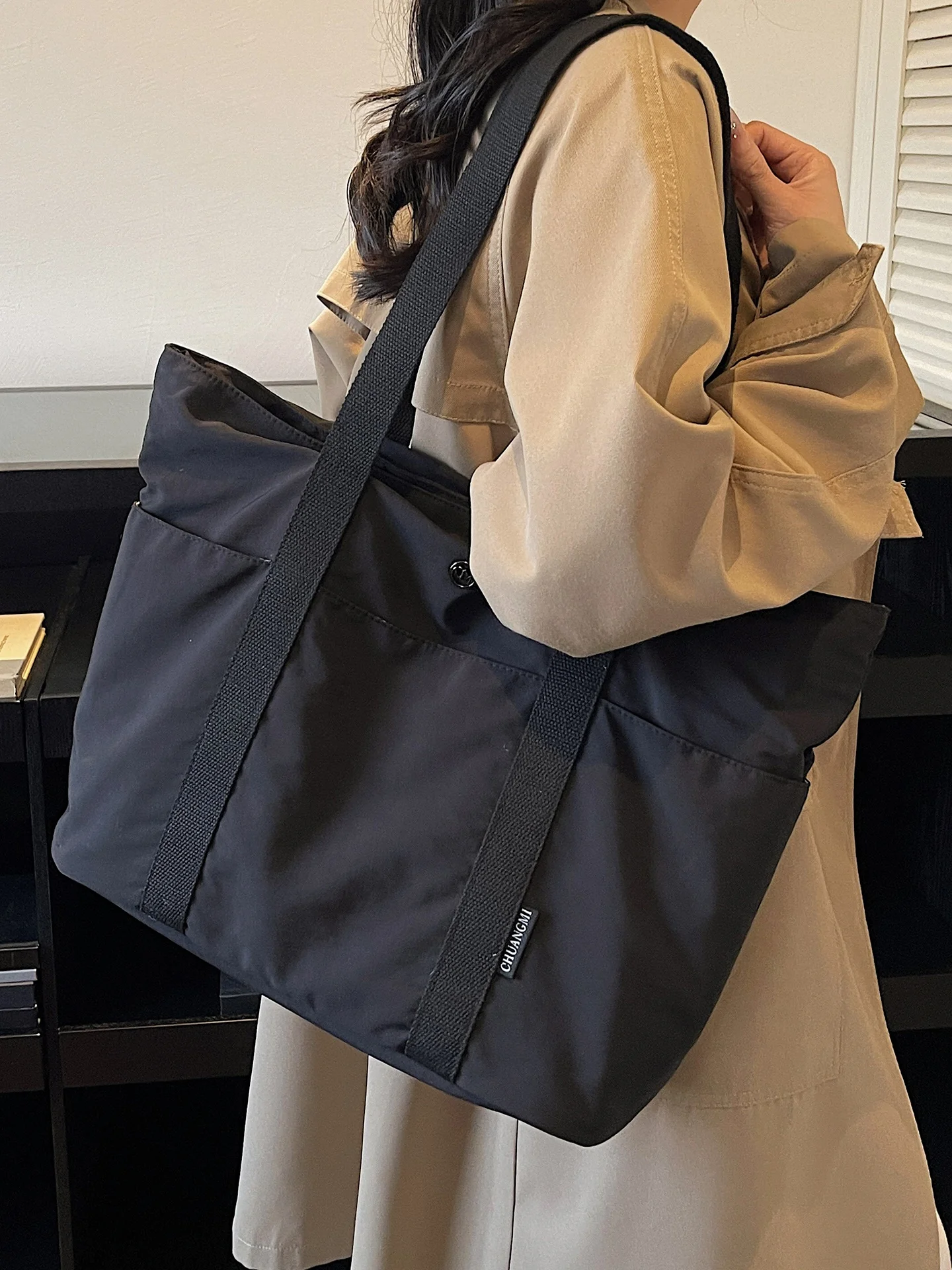 

Большая повседневная женская сумка-тоут Capaci, легкая сумка через плечо, сумка для хранения, корейская новая модель, прочная ткань