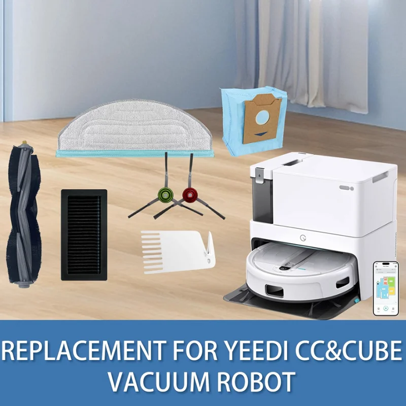 

17 шт. для робота-пылесоса Yeedi Cube/Yeedi CC, сменная основная боковая щетка, фильтр Hepa, швабра, тканевый мешок для пыли