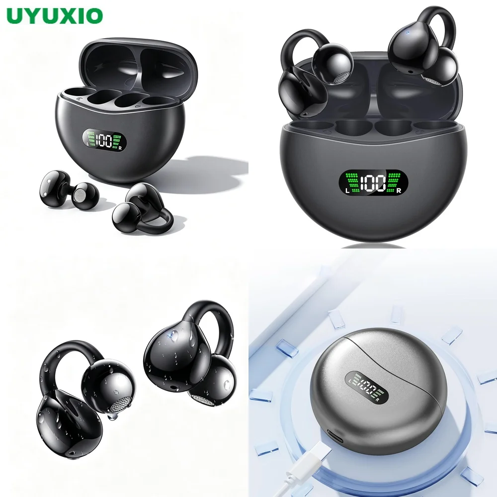 Workout Wireless Clip On Headphones with 42H Total Playtime Charging Case 42H Playtime and Auto Pairing for Work Commute Workout
