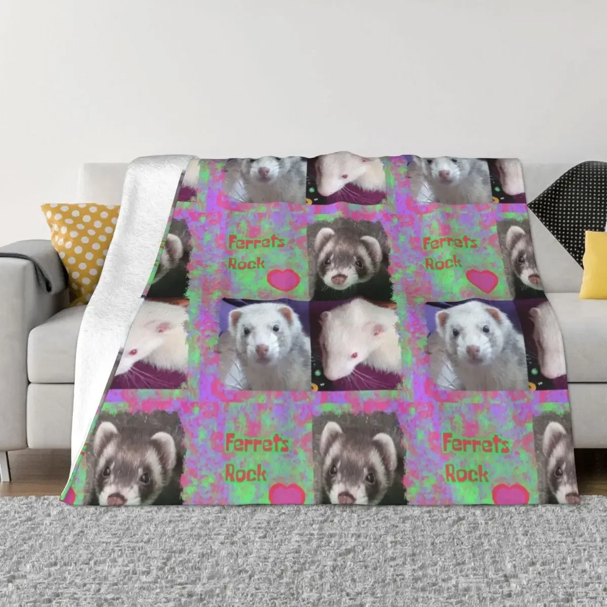 

Ferrets Rock photo message Throw Blanket bed plaid For Decorative Sofa blankets ands christmas decoration Blankets