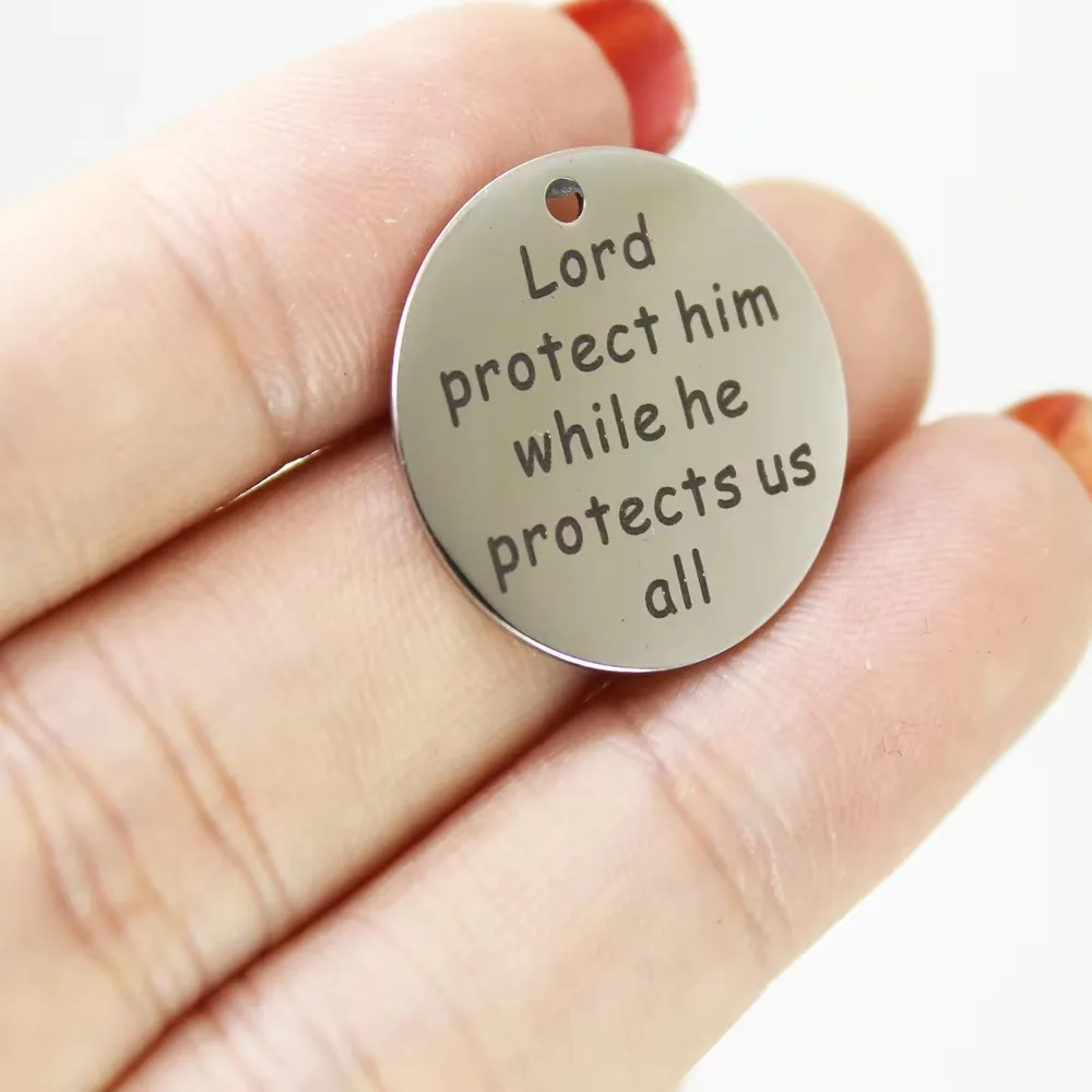 8Pcs- Stainless Steel Laser Engraved Lord Him While He Protects Us All Charm Pendant For Necklace Earring DiyJewelry