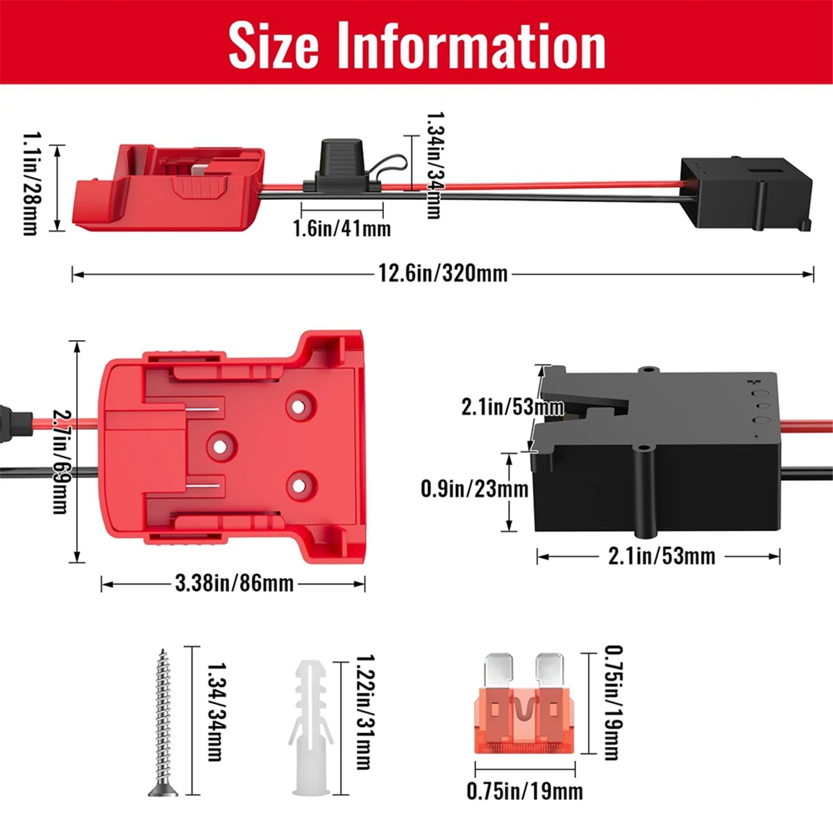 อะแดปเตอร์ SLQZT สําหรับแบตเตอรี่พร้อมขั้วต่อสายไฟ 12AWG สายไฟพร้อมฟิวส์ 40A สําหรับ 12V