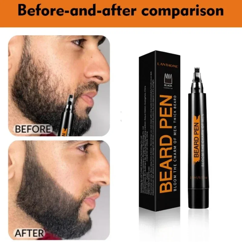 Waterproof Beard Pen Man Moustache Coloring Shaping Tools Thicker Longer Fuller Beard Eyebrows Hair Filling Pen Brown Hair Care