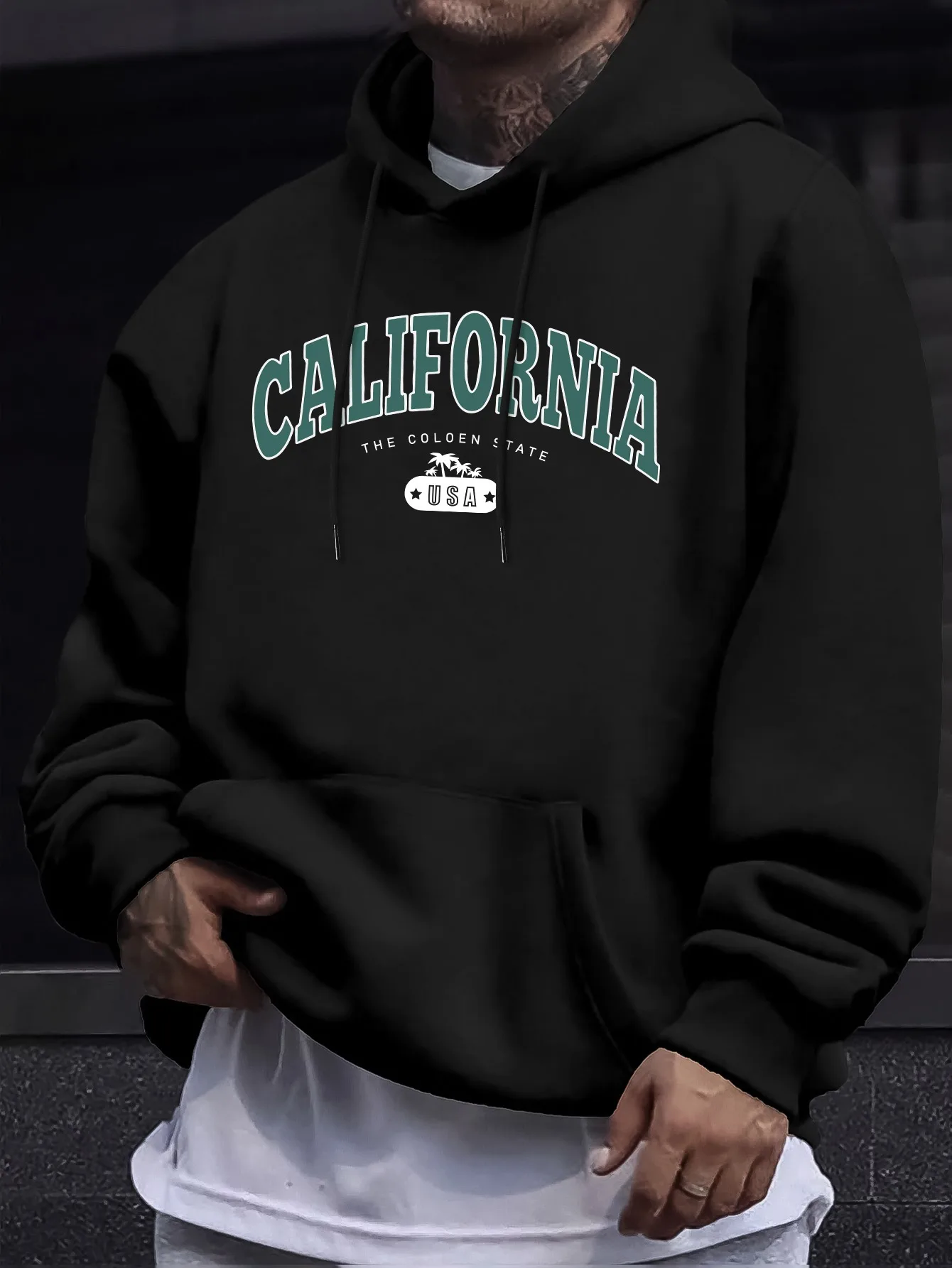 Men'S Drawstring Hoodie with Kangaroo Pocket And Hooded Pullover
