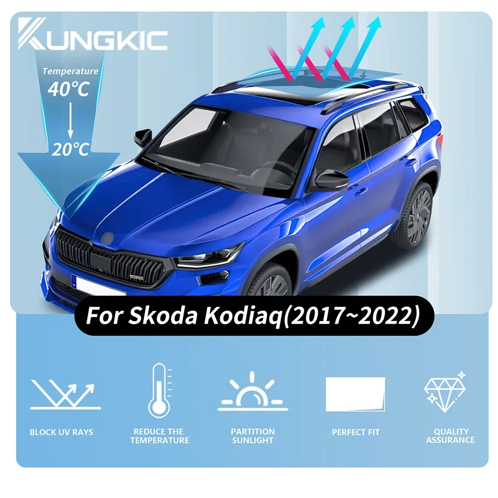 For Skoda Kodiaq 2017 2018 2019 2020 2021 2022 Car Ice Cloth Buckle Sun Shades Glass Roof Sunshade Heat Insulation UV Protection