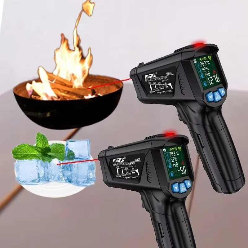 -50 to 400 Degree Mestek Digital Infrared Thermometer Laser Temperature Meter Non-contact Pyrometer Hygrometer IR Thermometer