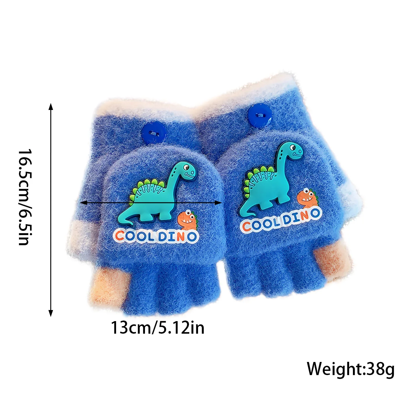 2-in-1 Flip Convertible Mittens Thick Fleece Lined Soft Fuzzy Plush Cute Snap  Flip-Top Color Block Windproof Warm Gloves Boys