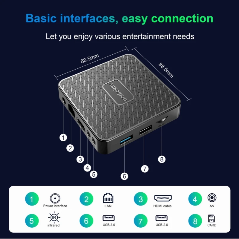 Android 14 TV Box 2,4G/5,8G Dual WIFI Rockchip 3518 WIFI6 BT5 4K Set Top Box reproductor multimedia Youtube controlado por voz