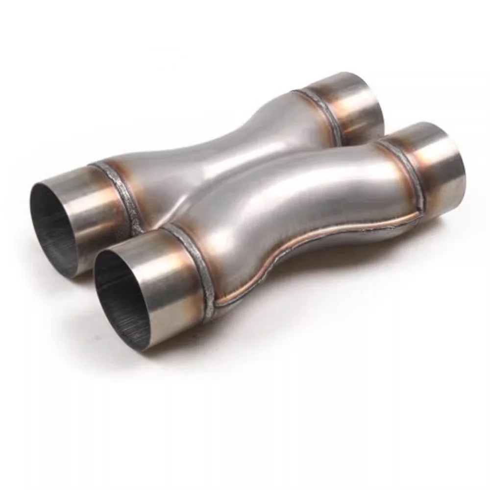 2.5'' 3'' In&Out  Exhaust System Car X-PIPE Universal Muffler Tip Four Way Exhust Pipe