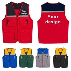 Gilet da esterno da uomo Escursionismo Pesca Caccia Fotografia Multi-tasche Gilet da lavoro multifunzione per manutenzione Stampa logo