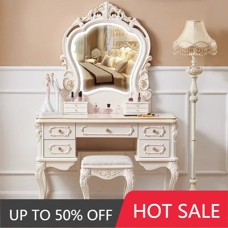 Makeup Vanity Dressing Table Dressers for Bedroom Makeup Vanity Desk Organizer Treasure Chest Girls Tocadores Comfortable Table