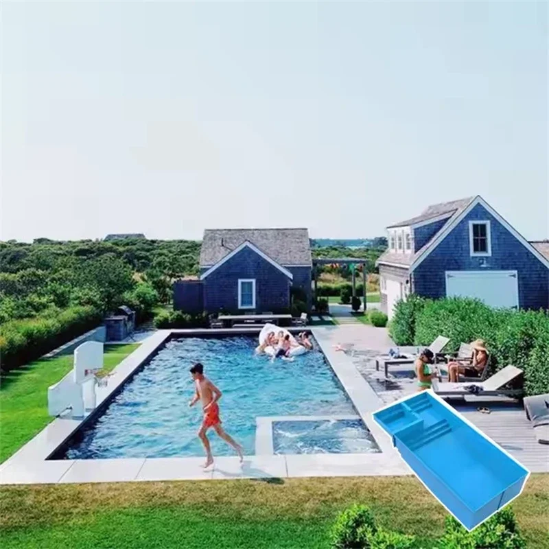 Garten-Hinterhof-Schwimmbad, vorgefertigtes modulares modernes Container-Schwimmbecken mit Surfsystem und Beleuchtungssystem Malaysia