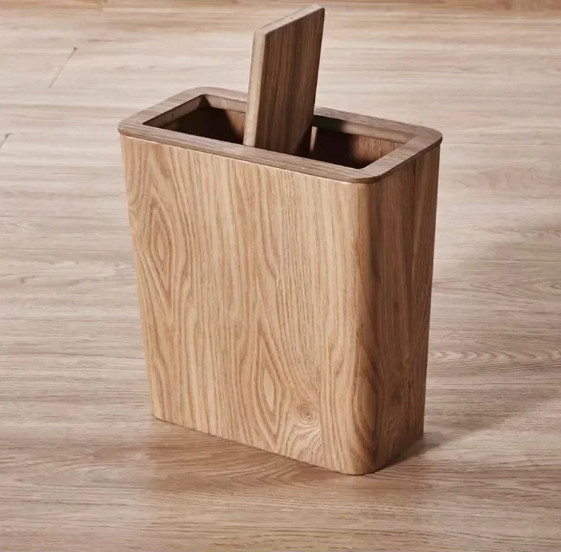 Nordic Crevice Wooden Garbage Bin Home Business Creative Homestay Garbage Bin