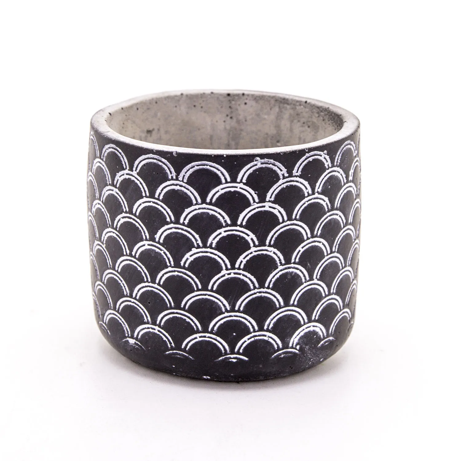 Black concrete potted patterned black concrete flower pot 14x12,5 Cm